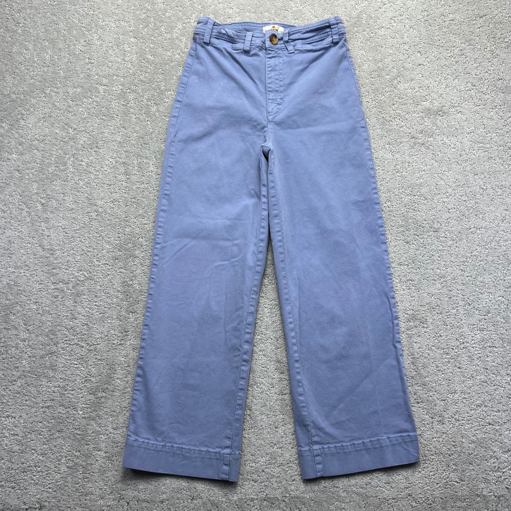 Marine Layer Bridget Crop Pants Womens Size 4 Blue High Rise Wide Leg Stretch